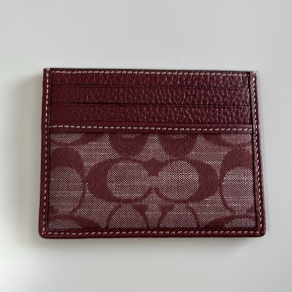 NWT Coach Nolita 15 Signature Chambray Wristlet & Card Holder Wine/ Burgundy - Picture 5 of 11